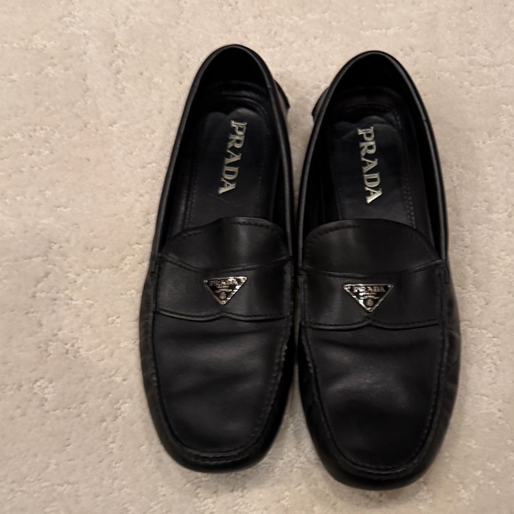 Prada Men's Elegant Black Slip-On Loafers 8.5